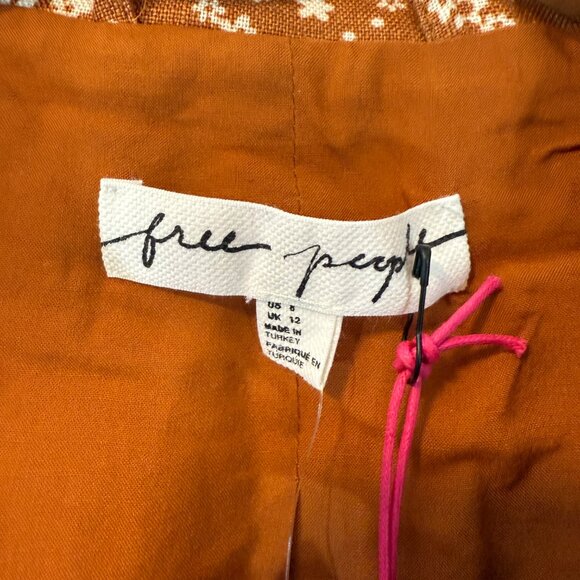 NWT Free People Maggie Linen Floral Blazer Pant Set Burnt Orange - Picture 3 of 11